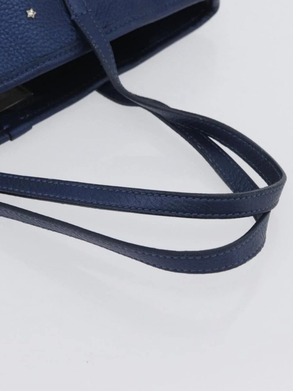 Jimmy Choo Tote Bag Leather Blue Silver Auth BA10728 - Picture 7 of 15